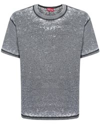 DIESEL T-Brico Faded Tank Top With Puffy Oval D in Black for DIESEL T-Brico Faded Tank Top With Puffy Oval D in Black for