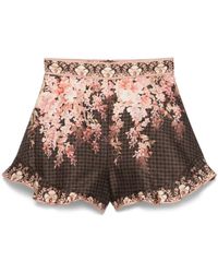 Zimmermann - Printed Linen Blend Shorts - Lyst
