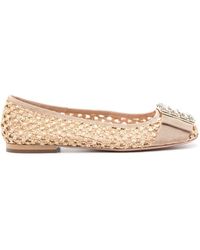 Roger Vivier - Très Vivier Raffia Ballet Flats - Lyst