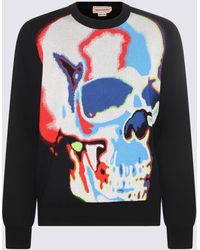 McQueen - Multicolour Viscose-Wool Blend Skull Graffiti Sweatshirt - Lyst