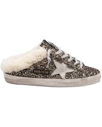 Golden Goose - Leather Clogs Covered With Glitter - Lyst