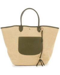 Longchamp - 'Le Panier Pliage L' Handbag With Logo Embossed On The Front - Lyst