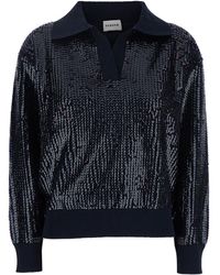 P.A.R.O.S.H. - Sweater With Polo Collar And All-Over Applied Sequins - Lyst