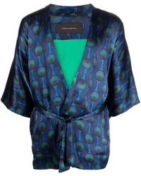 OZWALD BOATENG - Printed Silk Short Kimono - Lyst