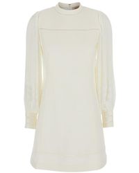 Twinset - Dress With Logo Plaque On The Back And Openwork Detail On The Cuffs - Lyst