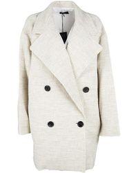 JOSEPH Beige Stone Summer Tweed Double Breasted Maubert Coat - Natural