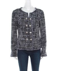 Chanel Midnight Blue Tweed Double Breasted Jacket M