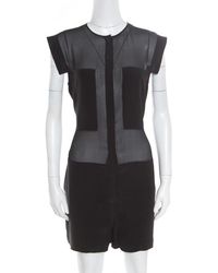 Alexander Wang T By Black Silk Sheer Paneled Romper M