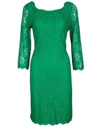 Diane von Furstenberg Green Zarita Long Sleeve Lace Dress L