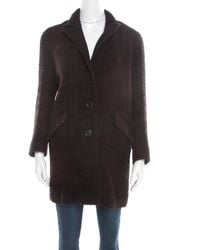 Isabel Marant Etoile Black And Burgundy Wool And Alpaca Textured Coat