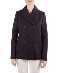 JOSEPH Navy Blue Felted Wool Double Breasted Yosh Pea Coat M