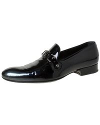 Louis Vuitton Anthracite Patent Leather Glass Dome Loafers Size 42.5 - Black