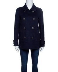 CH by Carolina Herrera Navy Blue Wool Double Breasted Coat