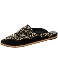 Giuseppe Zanotti Black Suede Leather Studded Pointed Toe Flat Mules Size 39