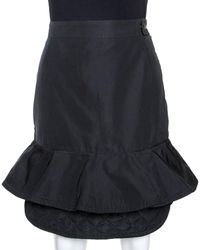 Moncler Premiere Black Down Quilted Trim Flounce Skirt S