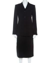 Max Mara Black Wool Midi Skirt Suit S