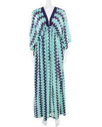 Missoni Mare Bicolor Chevron Patterned Knit Beach Cover Up Kaftan S - Blue