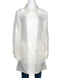 Ralph Lauren Ivory Silk Organza Wren Coat - White