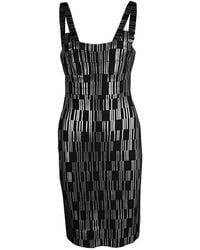 Hervé Léger Black Foil Printed Jasmine Bandage Dress M