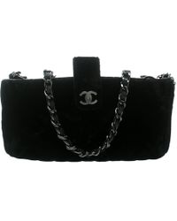 Chanel Black Quilted Velvet Iphone Pouch