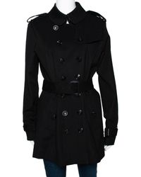 Burberry Black Double Breasted Belted Trench Coat