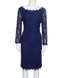 Diane von Furstenberg Navy Blue Zarita Lace Dress M