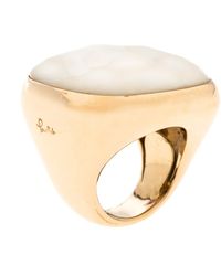 Pomellato Victoria Faceted White Stone 18k Rose Gold Cocktail Ring Size 50.5 - Metallic