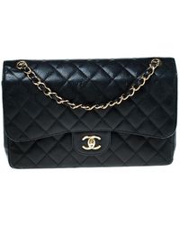 Chanel Black Quilted Leather Jumbo Classic Double Flap Bag