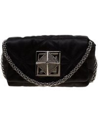 Sonia Rykiel Black Quilted Satin Le Copain Chain Crossbody Bag