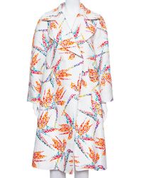 Fendi White Jacquard Birds Of Paradise Print Oversized Coat