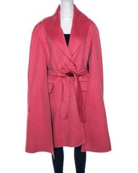 Max Mara X Atelier Coral Pink Cashmere Cape Coat M