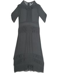 Sonia Rykiel Grey Silk Georgette Ruffle Detail Sheer Midi Dress S - Gray