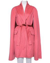 Max Mara X Atelier Coral Pink Cashmere Belted Cape Coat