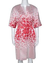 Giambattista Valli Red Floral Jacquard Caban Coat