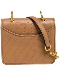 tory burch alexa topstitched leather shoulder bag