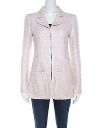 Chanel Pale Pink Lurex Insert Tweed Long Coat