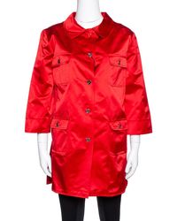 Dolce & Gabbana Red Silk Satin Button Front Coat