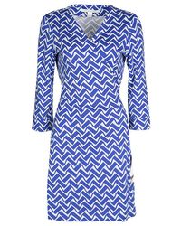 Diane von Furstenberg Blue And White Printed New Julian Two Wrap Dress L