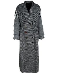 JOSEPH Grey Check Jersey And Jacquard Wool Al Maxi Overcoat L