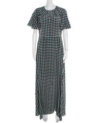 Diane von Furstenberg Multicolour Gingham Checked Silk Maxi Dress M