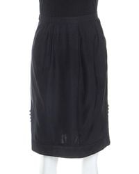 Louis Vuitton Black Silk Trim Embellished Pencil Skirt M