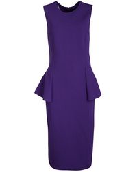 Michael Kors Grape Purple Wool Sleeveless Peplum Dress M