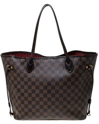 Louis Vuitton Damier Ebene Canvas Neverfull Mm Bag - Brown