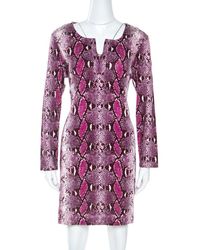 Diane von Furstenberg Pink Snake Print Silk Jersey Reina Mini Dress Xl