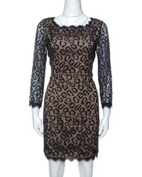 Diane von Furstenberg Black Lace Zarita Embellished Dress M