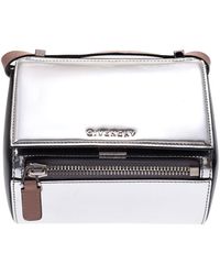 Givenchy Silver Leather Mini Pandora Box Crossbody Bag - Metallic