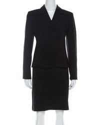 Max Mara Black Wool Blend Skirt Suit S
