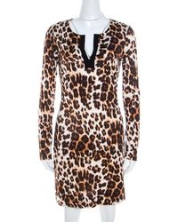 Diane von Furstenberg Brown Leopard Print Silk Reina Dress M