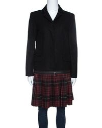 McQ Black Convertible Wool Blend Tartan Plaid Kilt Coat