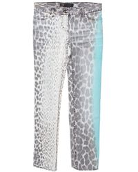 Just Cavalli Brown/green Animal Print Light Wash Flared Bottom Jeans